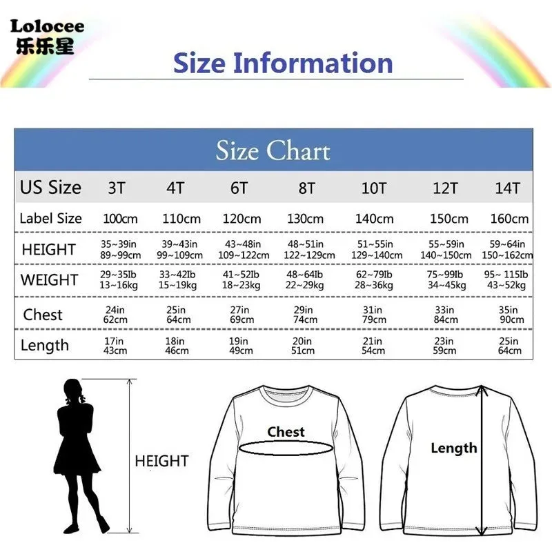 3~14 Years Girl Long Sleeve T-Shirts Cute Sweet Girl Tee Tops Cute Cat Graphic O-Neck Top Little Girl Casual T-Shirts