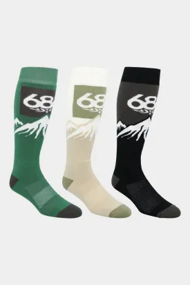 686 Mens Snow Caps 3-Pack Socks 2025 - Earth Tones