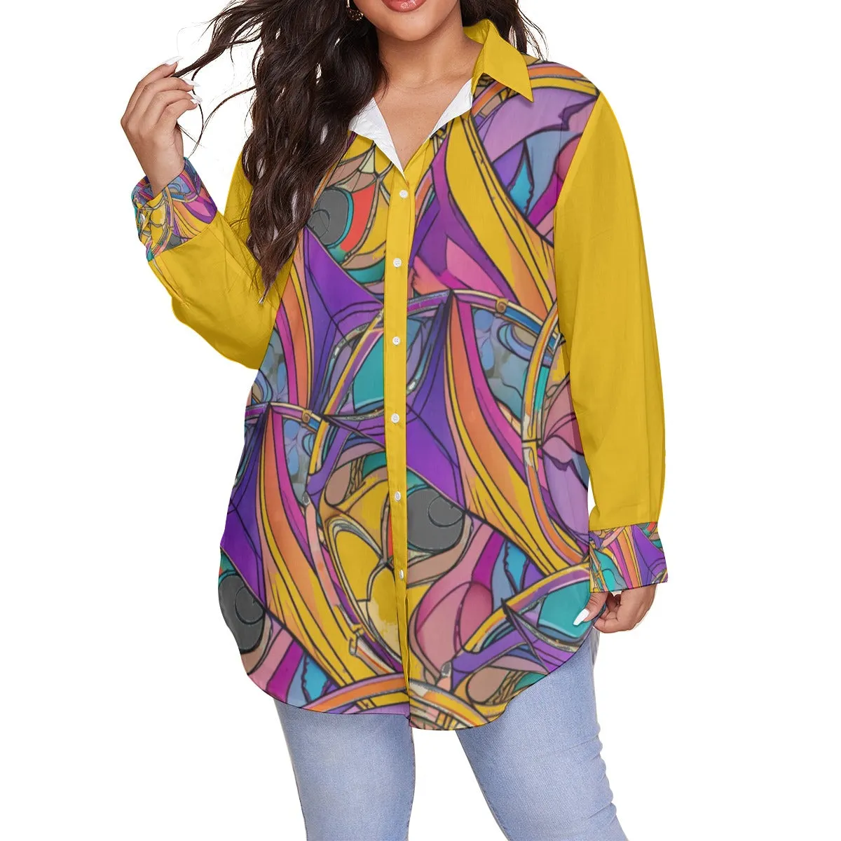 Abstract Urbania Women's Voluptuous ( ) Plus Size Shirt With Long Sleeve