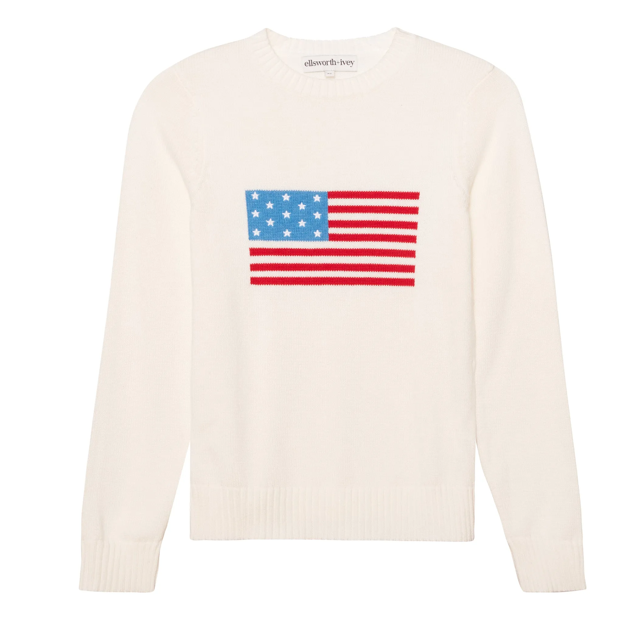 American Flag Crewneck Sweater - Ivory