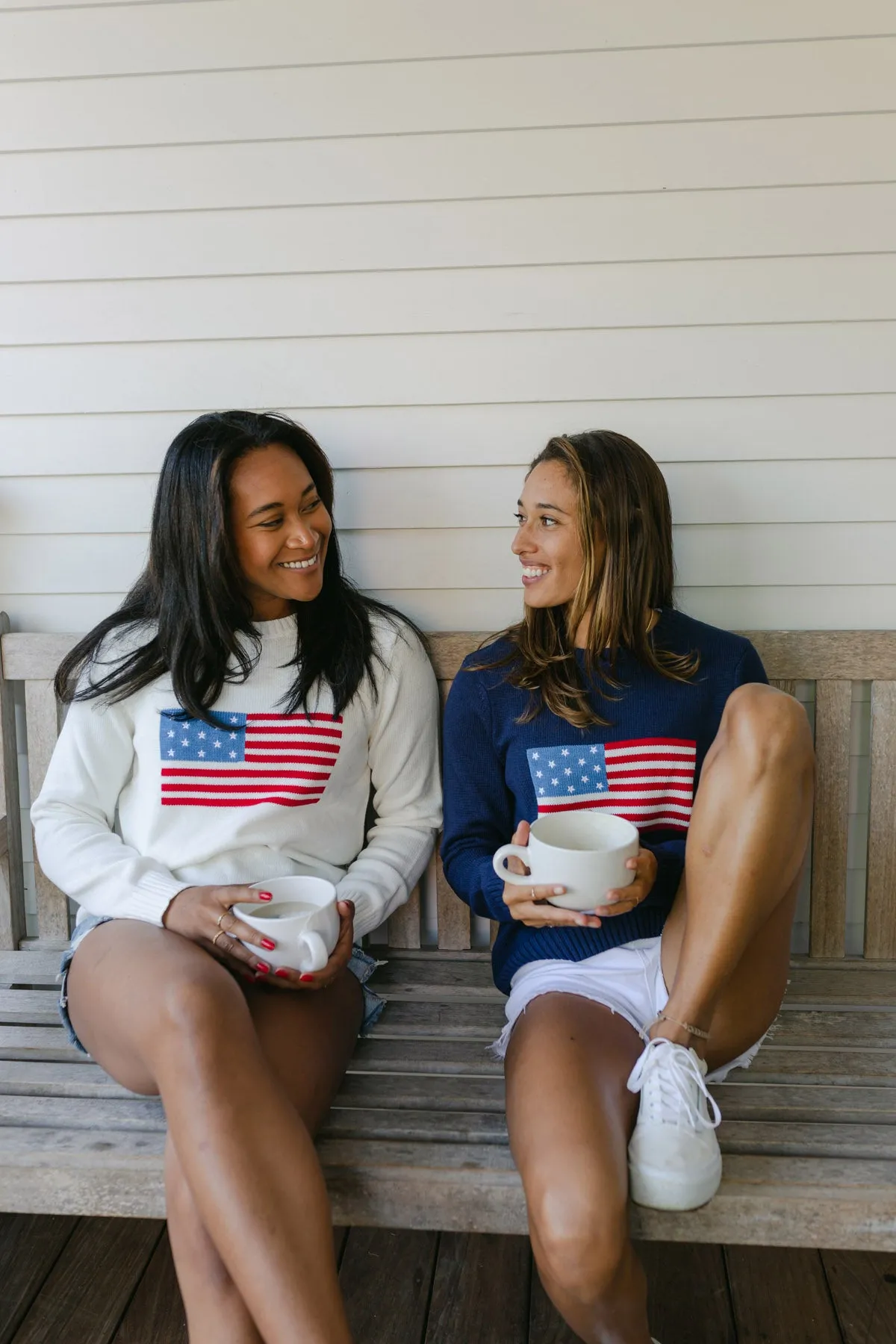 American Flag Crewneck Sweater - Ivory