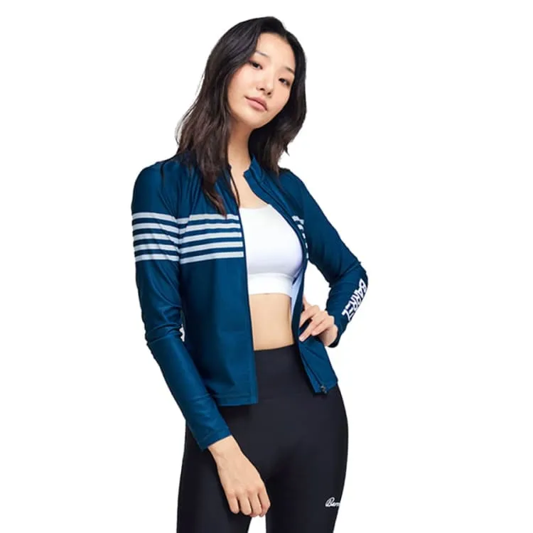 Barrel Womens Ocean ZipUp Rashguard-BLUE