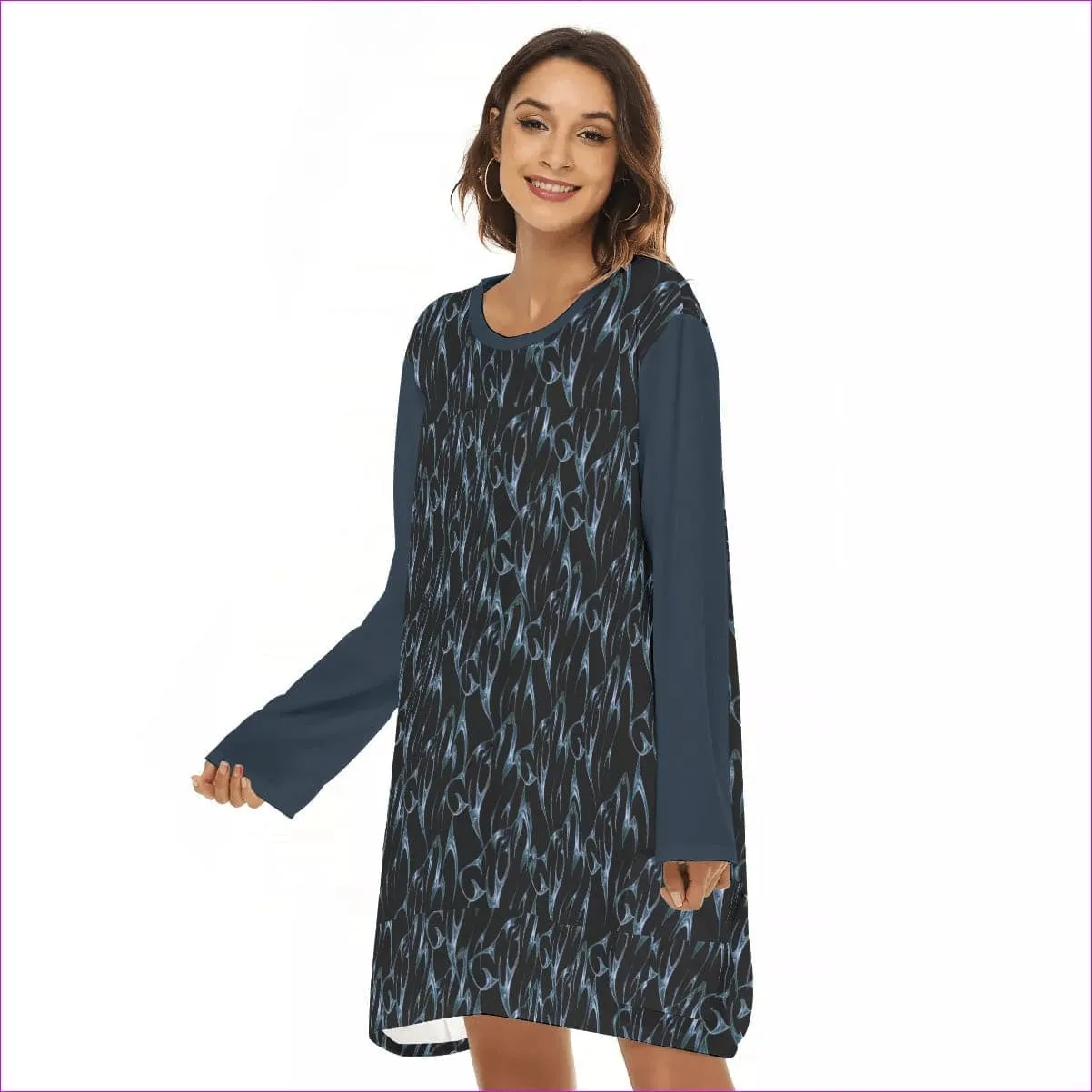 Bay Womens Loose Crew Neck Dress