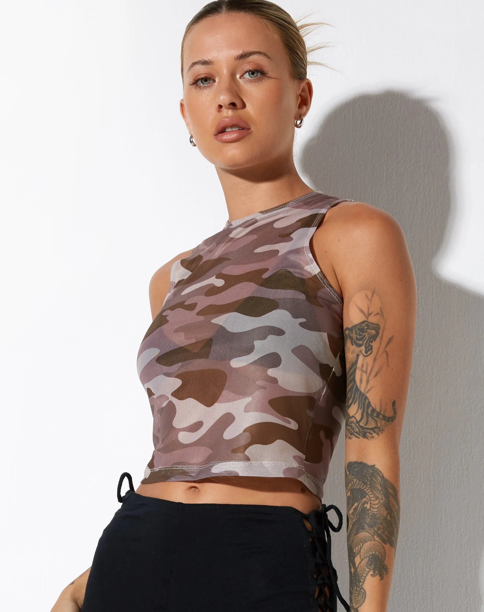 Bika Vest Top in Camo