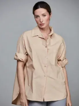 Boyfriend Cotton Short Shirt - Latte