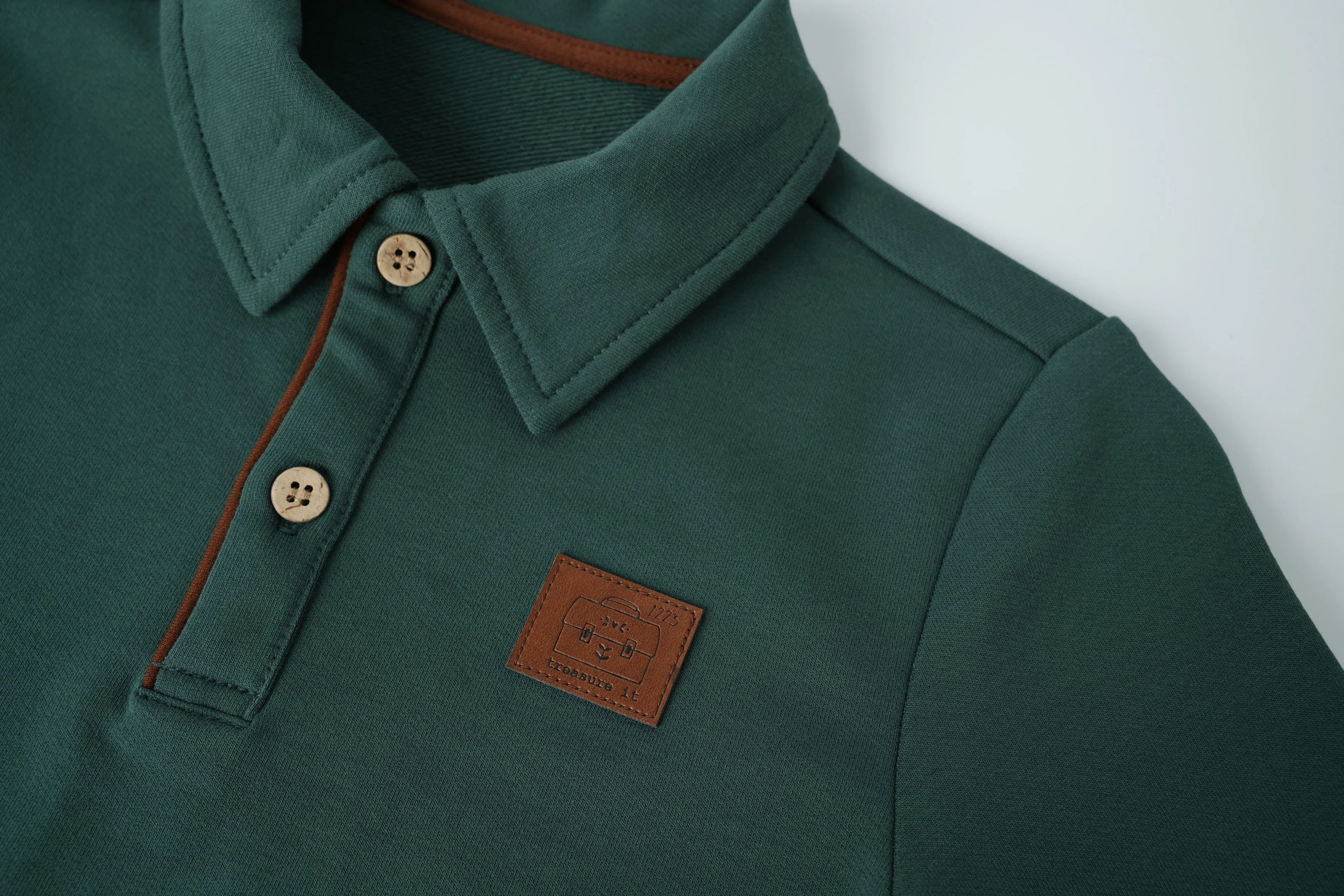 boys polo with trim - green