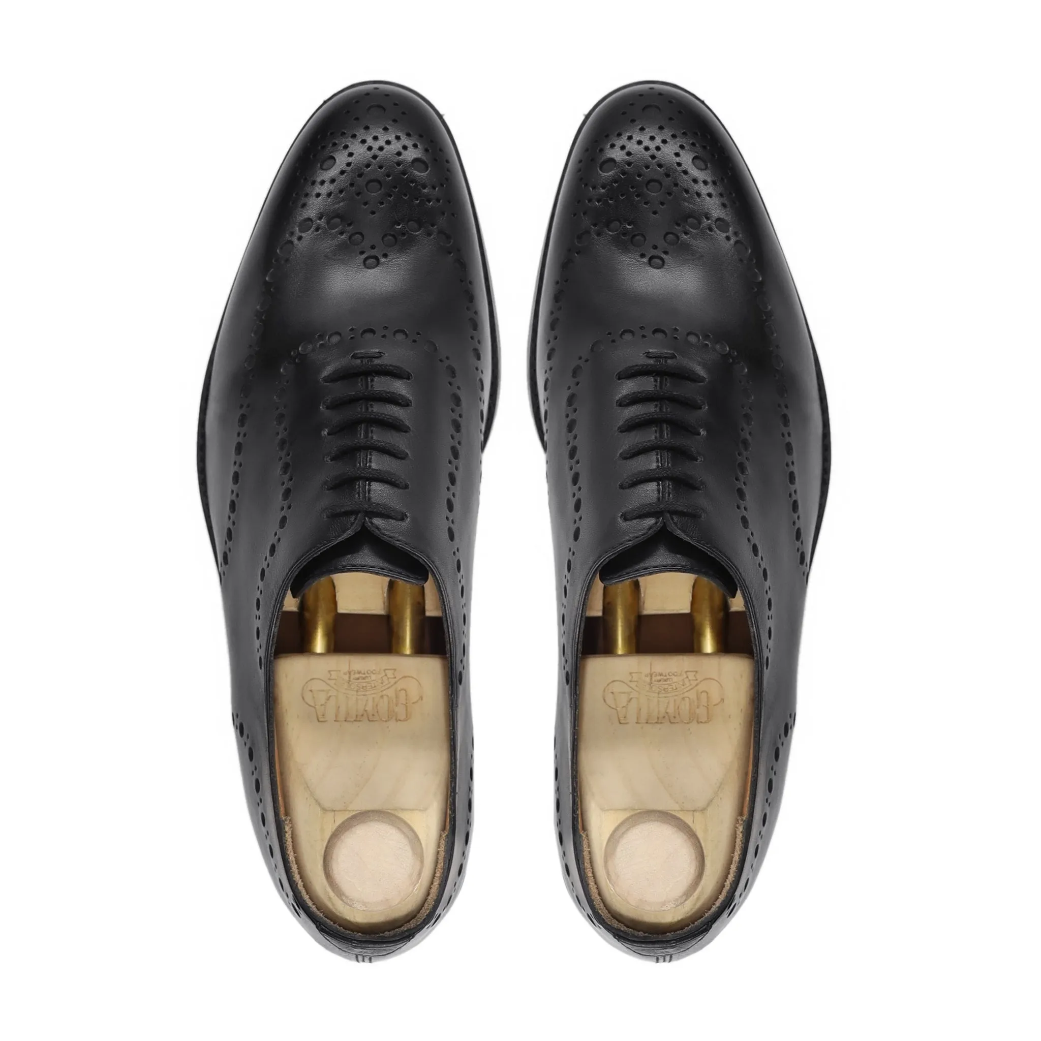 Bristol - Men's Black Calf Leather Wholecut Shoe