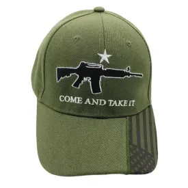 Come And Take It Custom Embroidered (Olive/Black) Hat w/Flag Bill