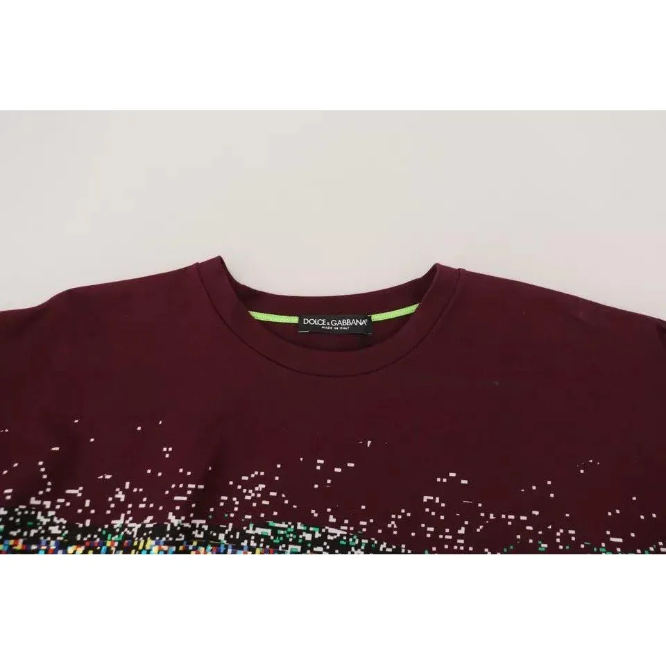 Dolce & Gabbana Bordeaux D&G Print Round Neck Cotton T-shirt