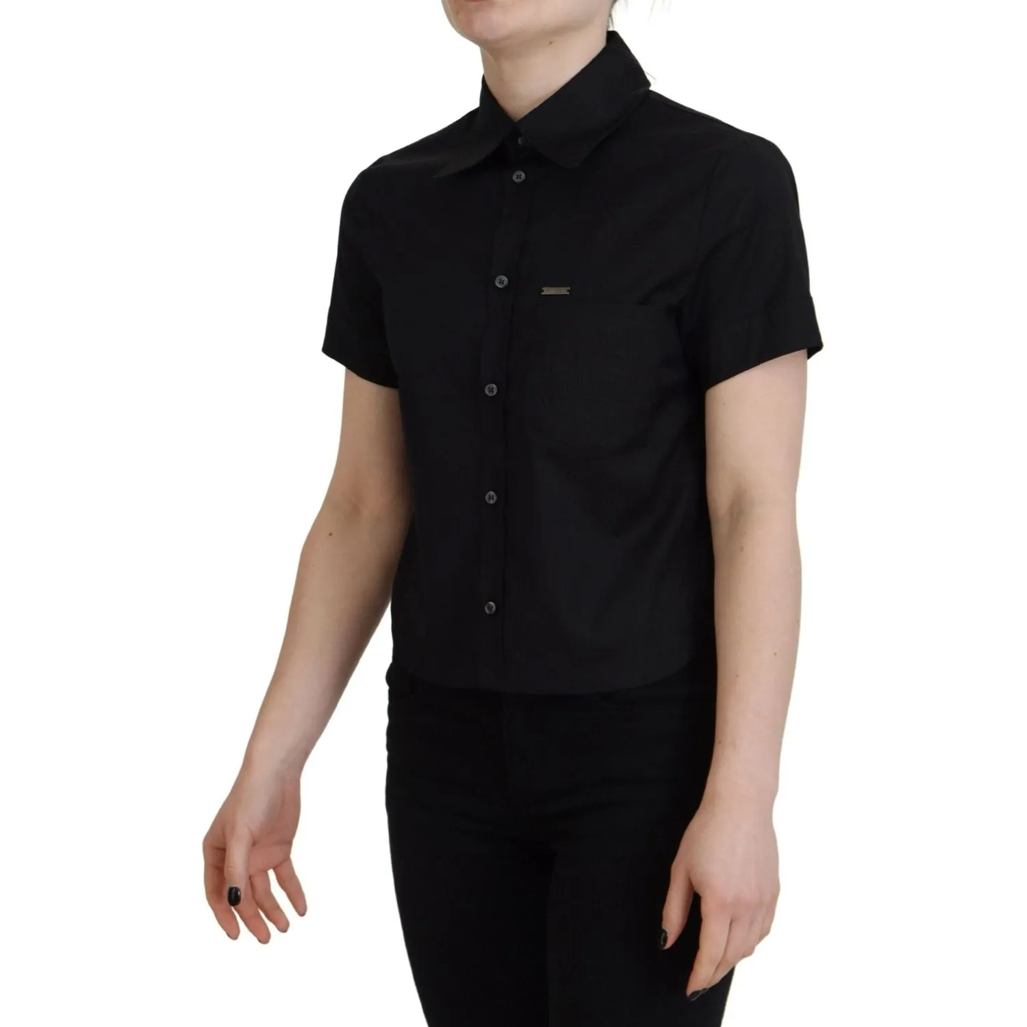 Dsquared² Black Collared Button Down Short Sleeves Polo Top