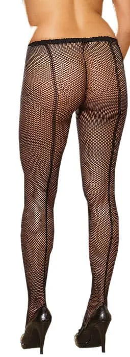 Fishnet Black Plus Size Pantyhose with Backseam