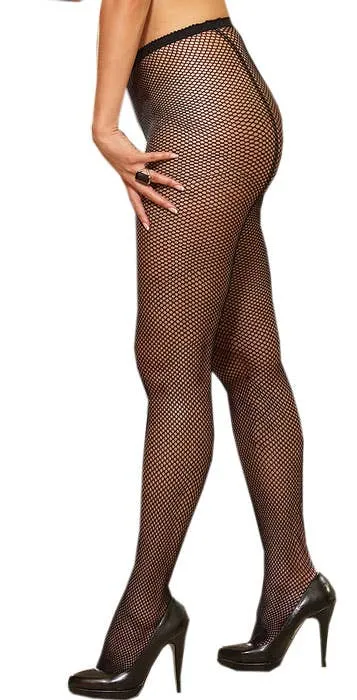 Fishnet Black Plus Size Pantyhose with Backseam