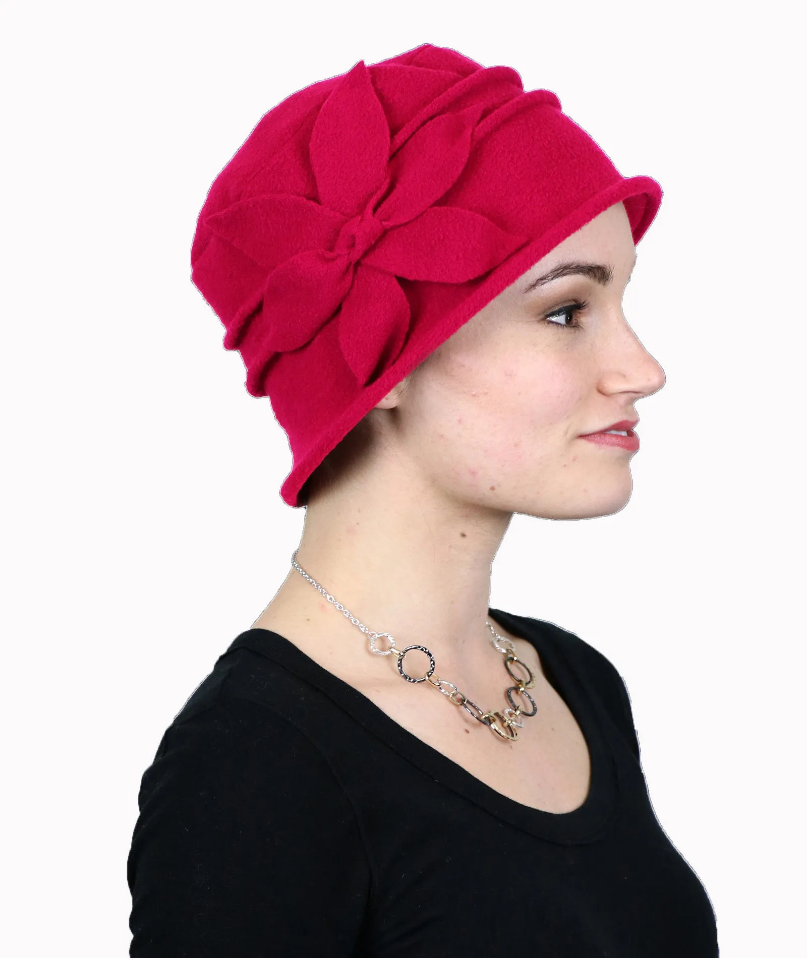 Fleece Flower Cloche Hat For Women Chemo Headwear