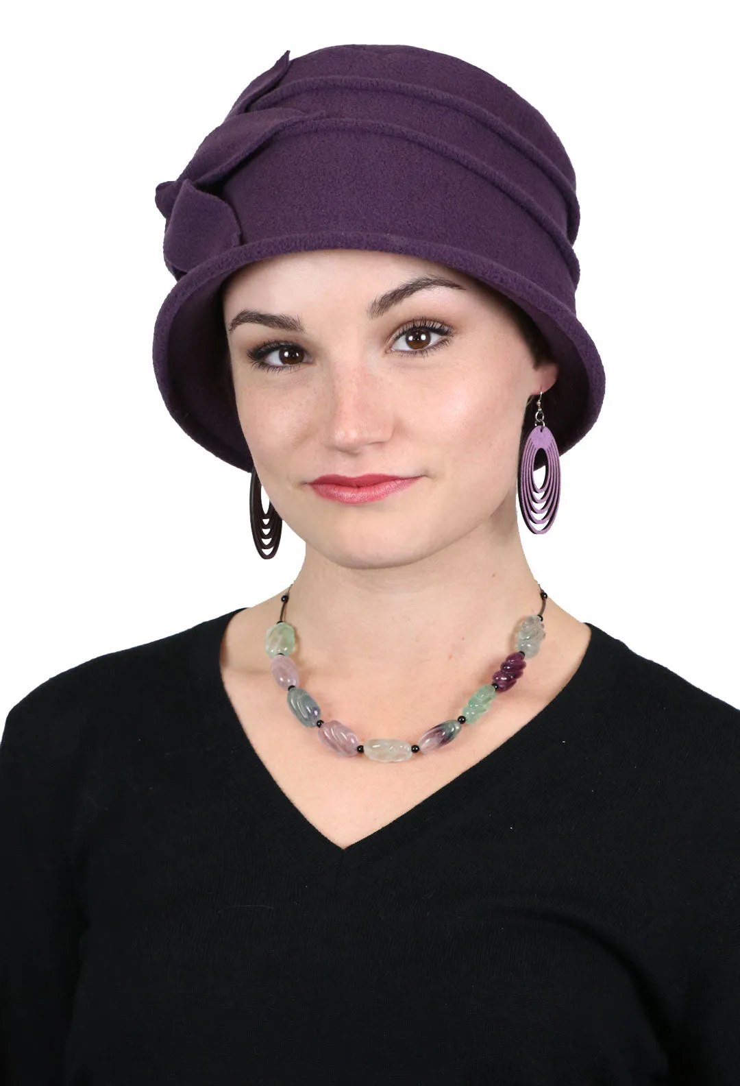 Fleece Flower Cloche Hat For Women Chemo Headwear