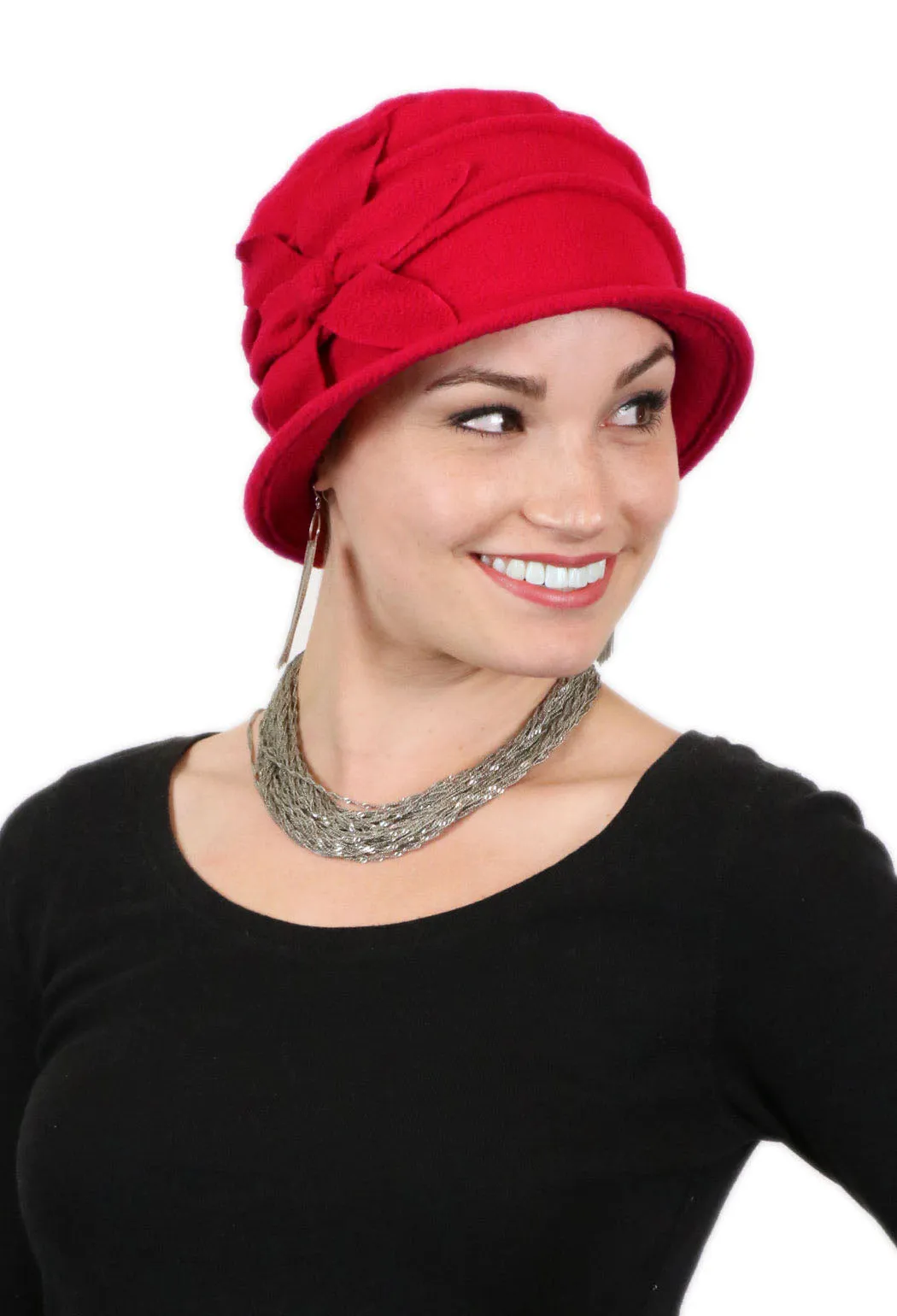 Fleece Flower Cloche Hat For Women Chemo Headwear