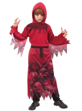 Grim Reaper Boys Red Skull Halloween Costume Robe