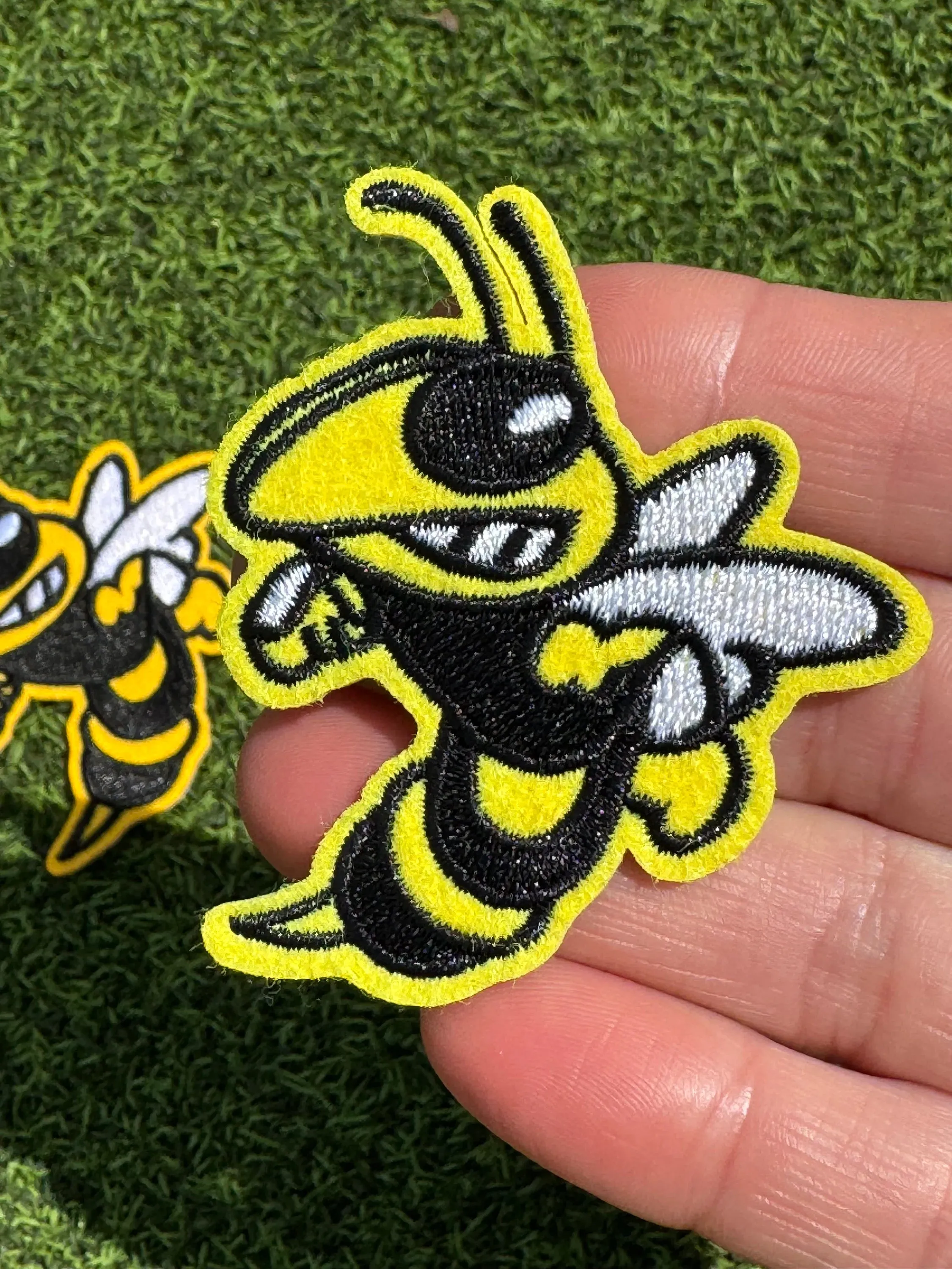 Hornet - Yellow Jacket Mascot Iron On Patches