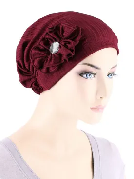 JOSIE-RIBBEDBURGUNDY#Josie Turban Ribbed Burgundy