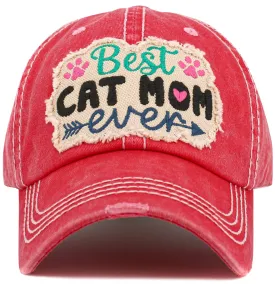 KBV1587 Best Cat Mom Ever Vintage Baseball Cap