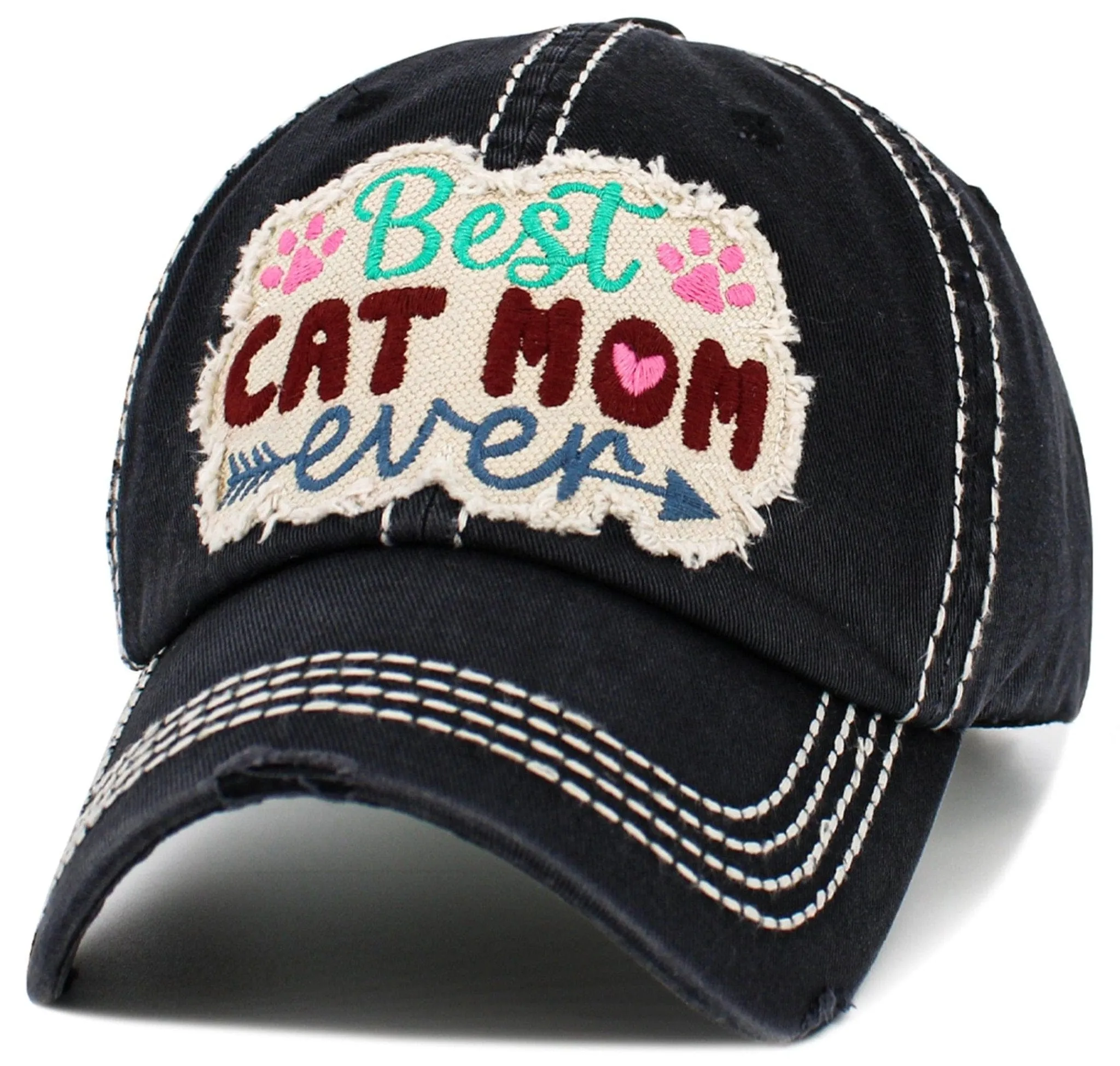 KBV1587 Best Cat Mom Ever Vintage Baseball Cap