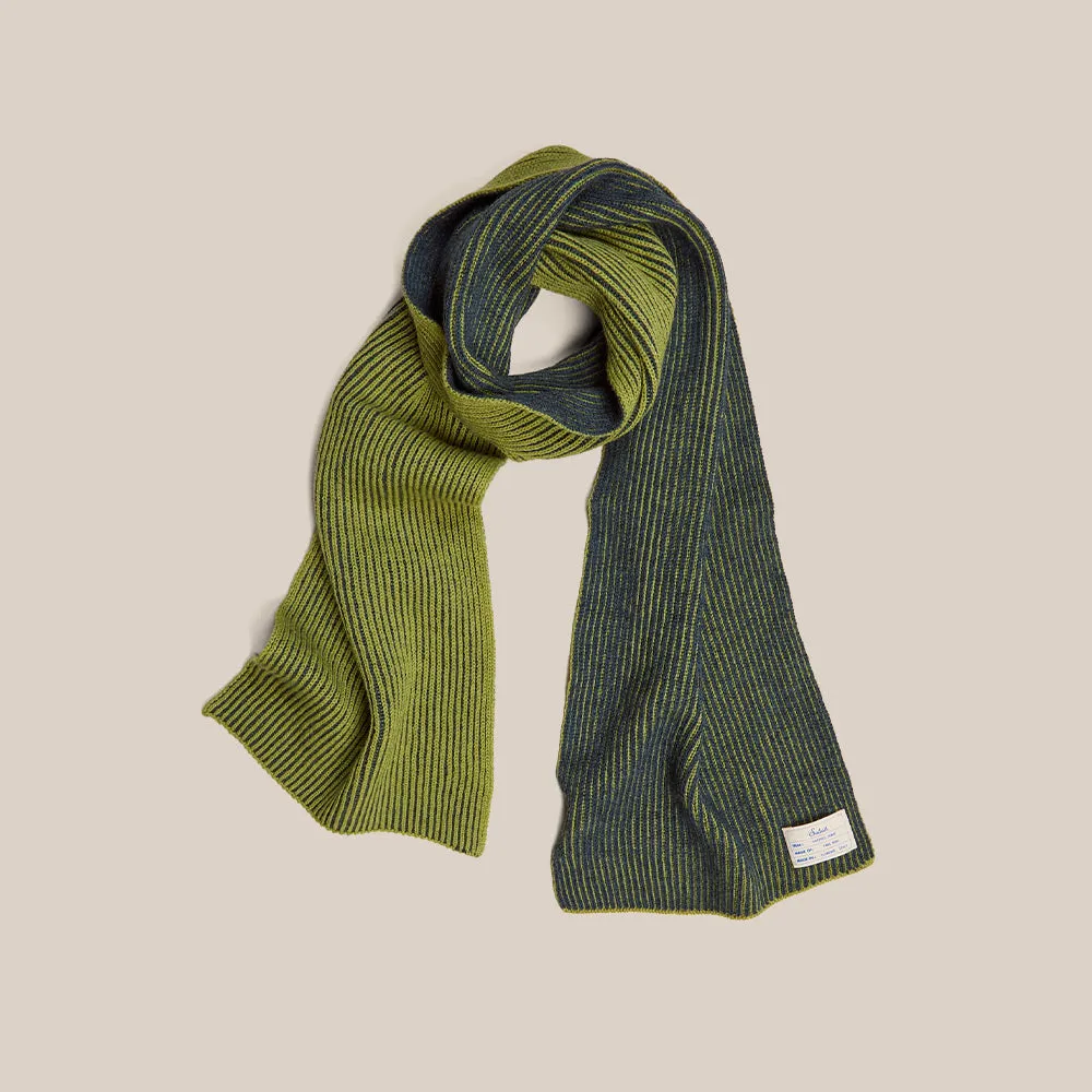 Knitted Merino Scarf - Green/Navy