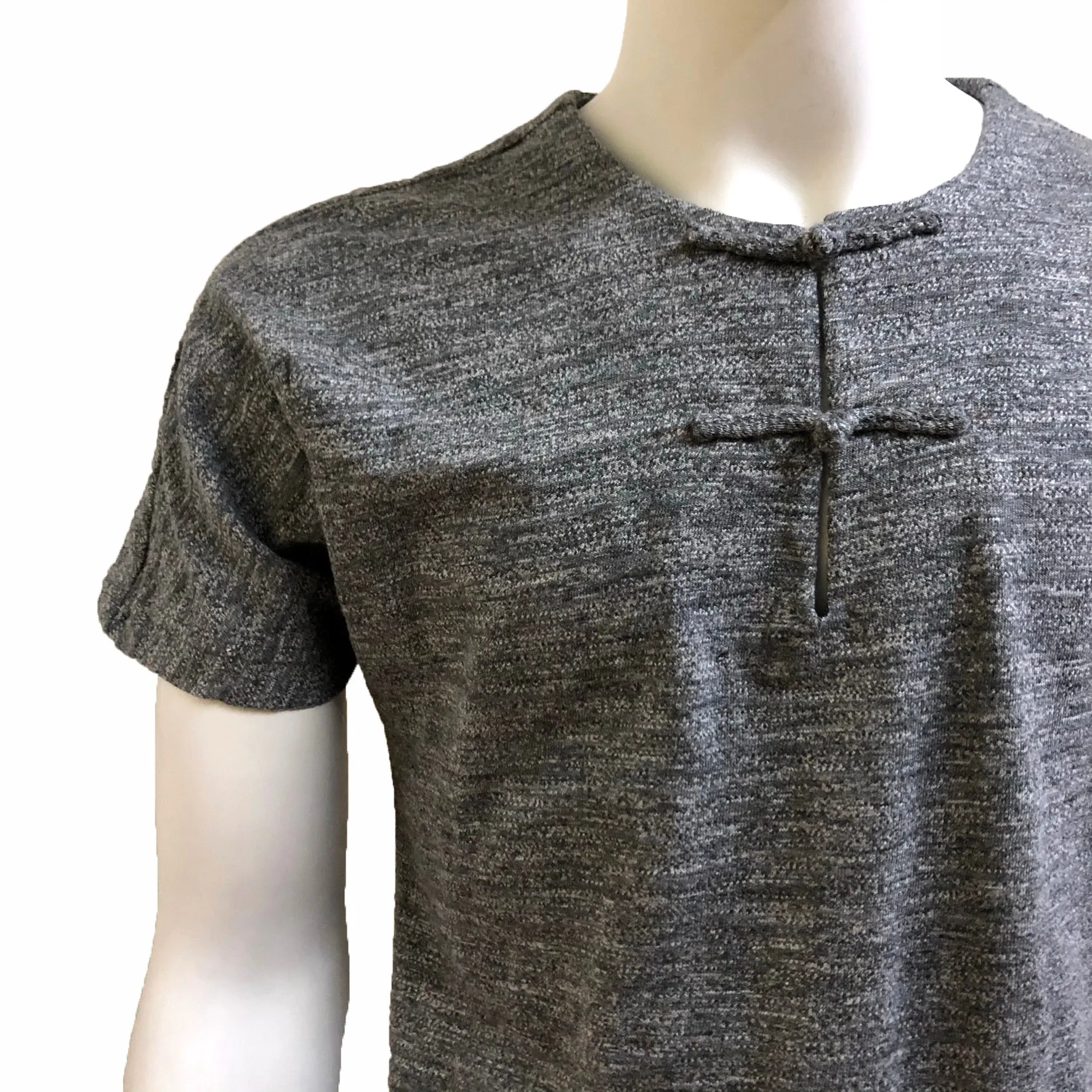 Knot Button Pocket Henley, Charcoal Grey Slub