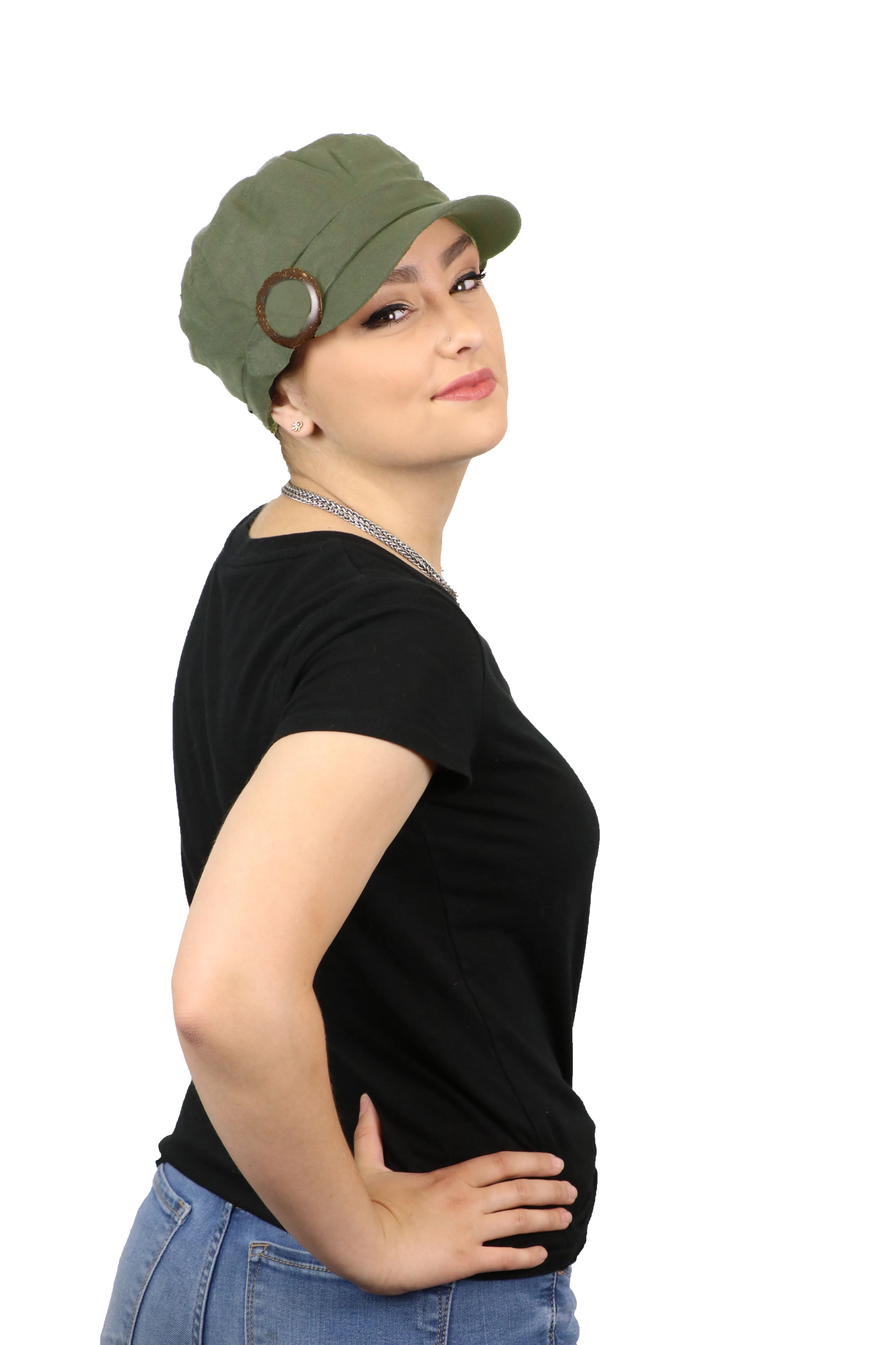 Linen Military Cadet Hat For Women Chemo Hat 50  UPF Sun Protection