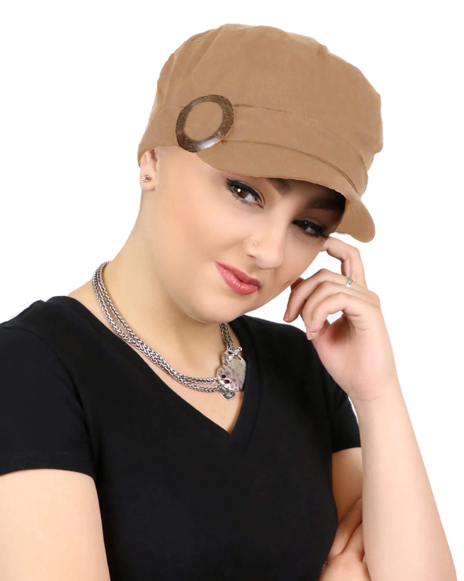 Linen Military Cadet Hat For Women Chemo Hat 50  UPF Sun Protection