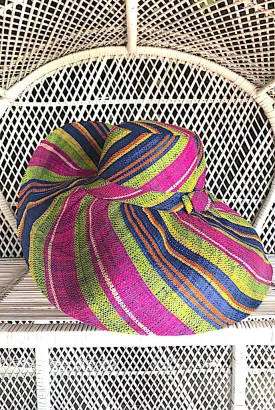 Made in Madagascar Large Hat - Purple, Lime, Yellow, Orange & Blue