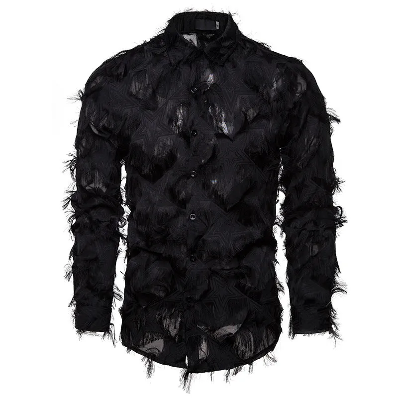 Men Turnover Collar Long Sleeves Shirt