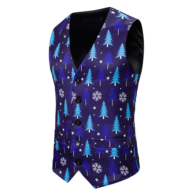 Men's Christmas 3D Christmas Tree Printed Vest Waistcoat