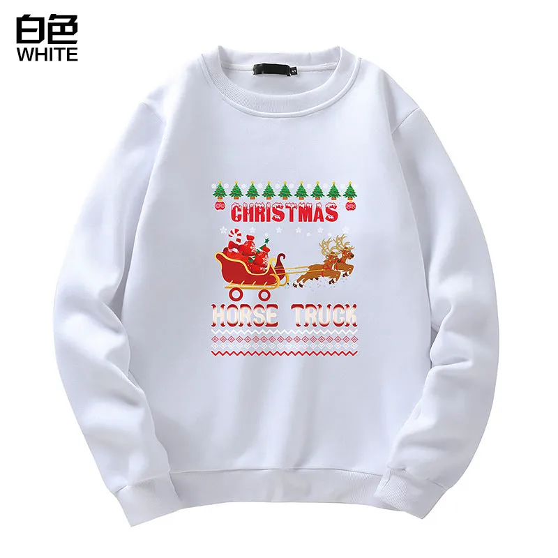 Men's Christmas Elk Print Crew Neck Sweatshirt