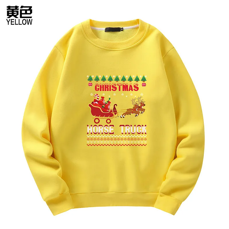 Men's Christmas Elk Print Crew Neck Sweatshirt