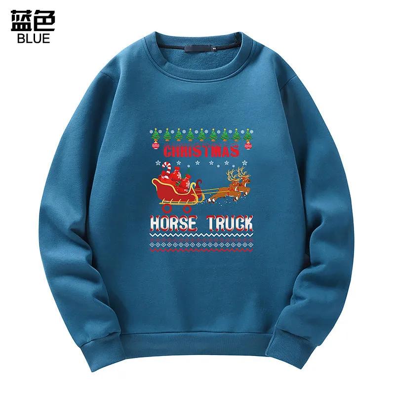 Men's Christmas Elk Print Crew Neck Sweatshirt