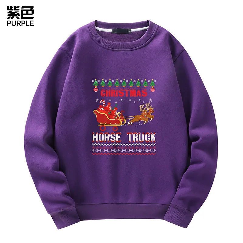 Men's Christmas Elk Print Crew Neck Sweatshirt