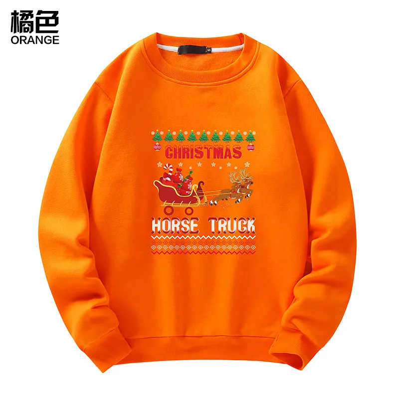 Men's Christmas Elk Print Crew Neck Sweatshirt