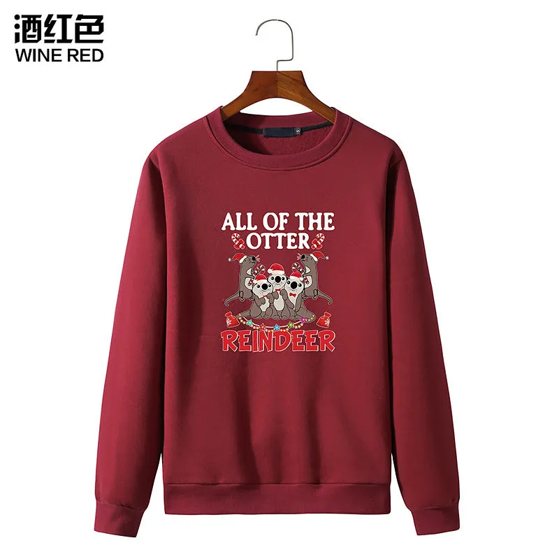 Men's Christmas Gopher Print Round Neck Long Sleeve Sweatshirt