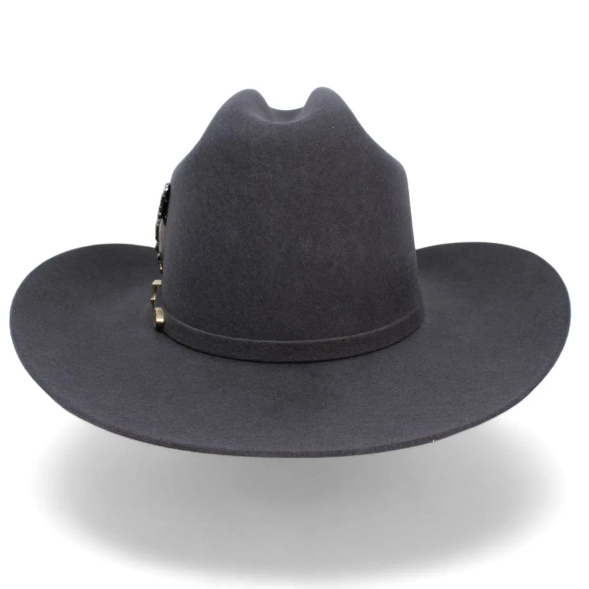 Official Carin Leon Cowboy Felt Hat with Silver Feather Oxford Gray