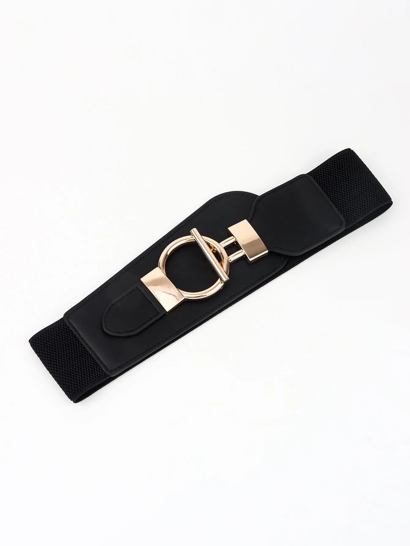 PU Elastic Wide Belt with Alloy Buckle