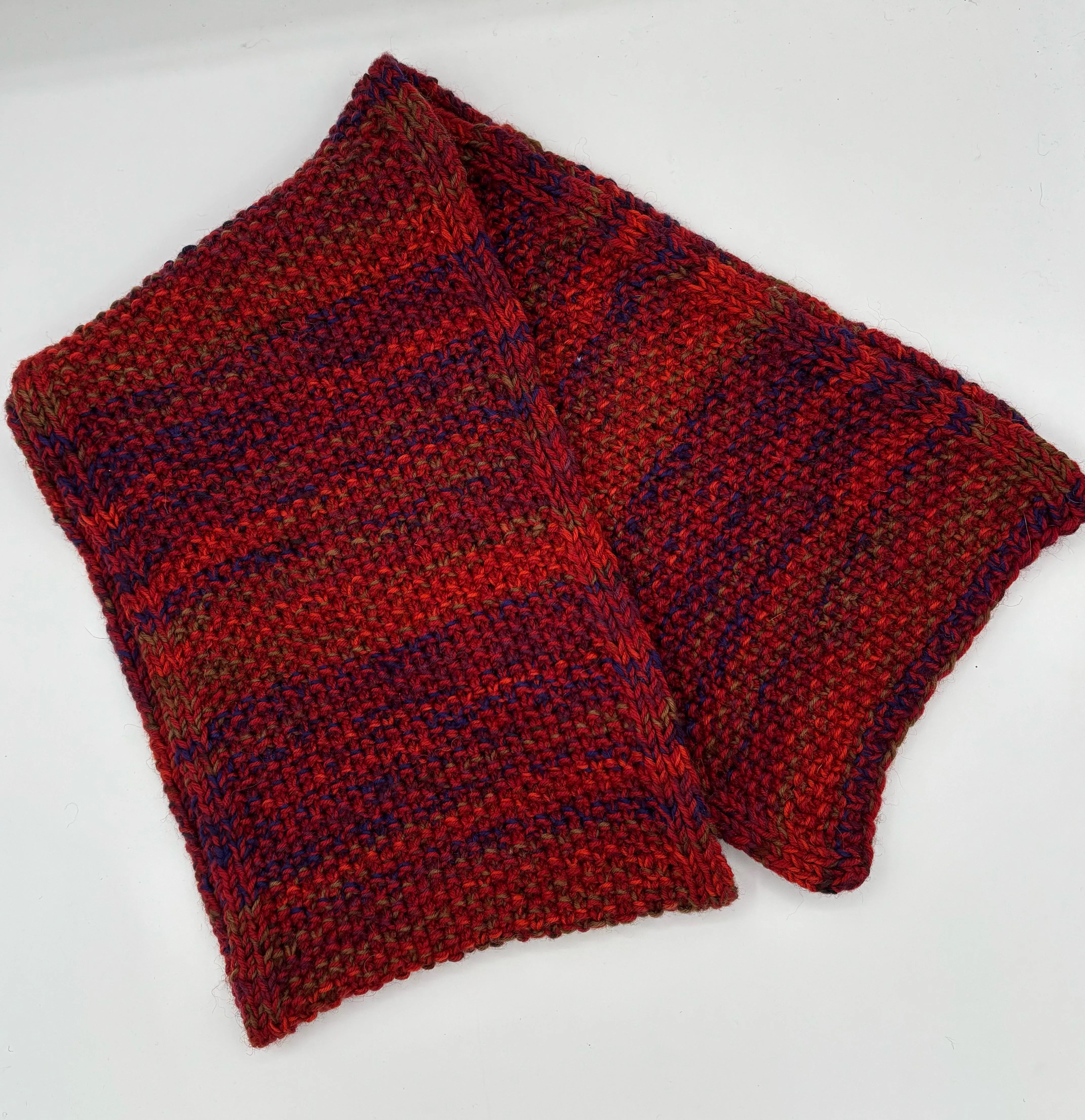 Red Multi Tweed Wool Knit Scarf