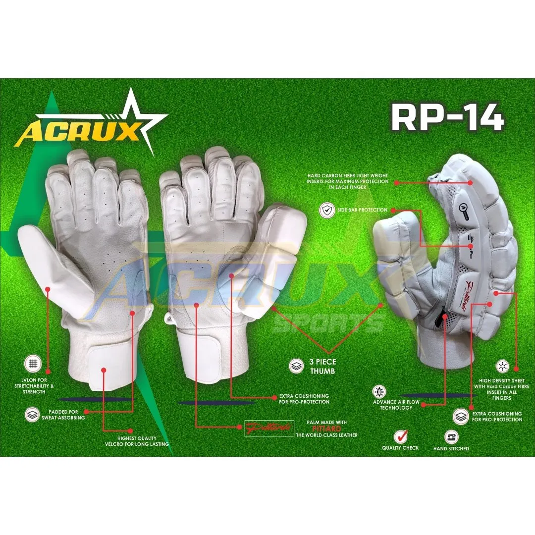 RP 14 Top Range Cricket Batting Gloves Pittard Palm