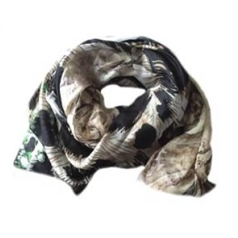 Scarf -ZEBRA- White/Green Print-SILK