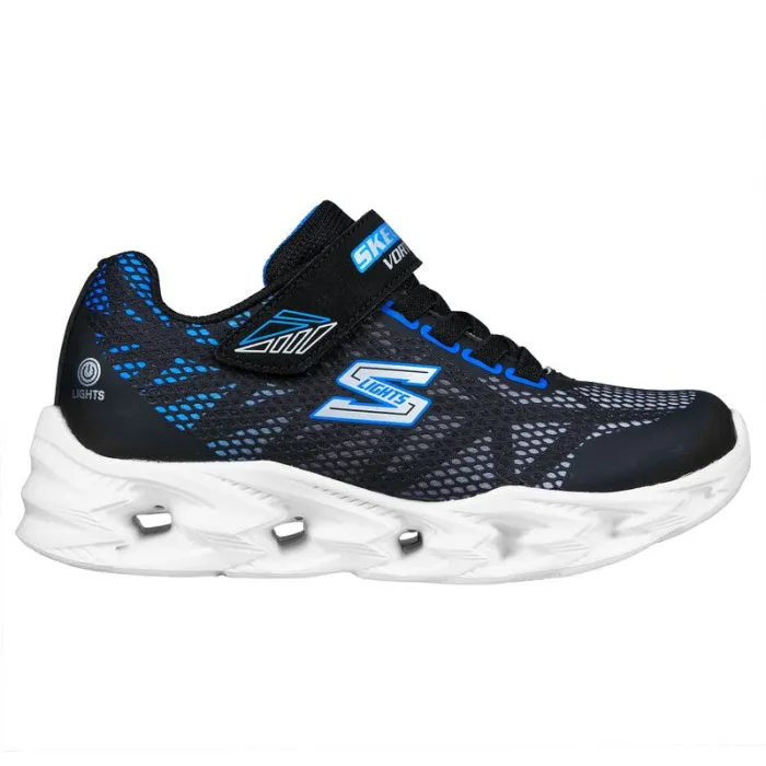 Skechers Vortex 2.0 Black Blue Boys Light Up Trainer