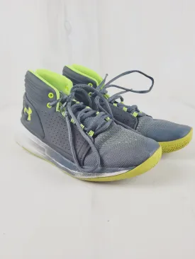 UNDER ARMOUR GREY/GREEN HIGHTOP SHOES YOUTH SIZE 6 PRE-LOVED