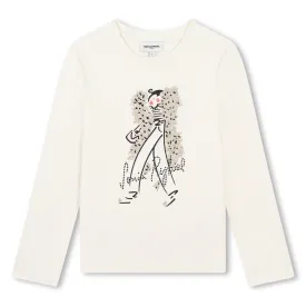 White Long Sleeves Girl Graphic Tee